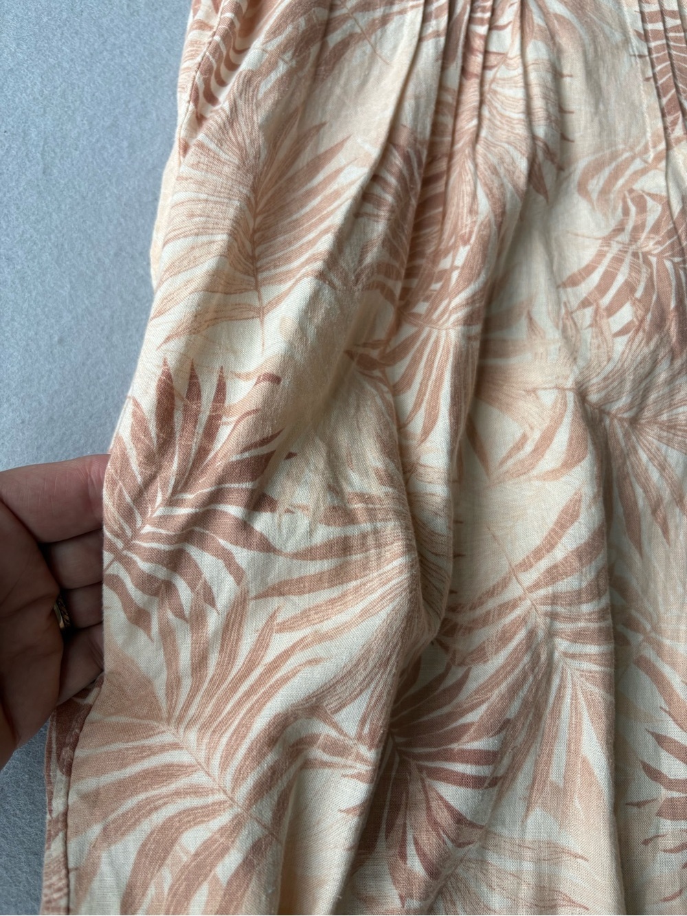 Faherty Gemina Dress Peach Tropical Palms Womens Linen Blend Sz M Beach Vacation - Picture 7 of 11